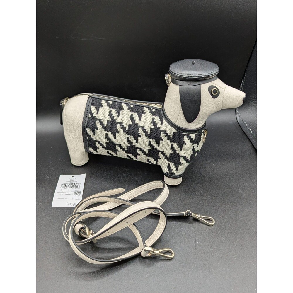 Kate Spade Dachshund Claude Houndstooth Crossbody Bag NWT - Picture 1 of 8